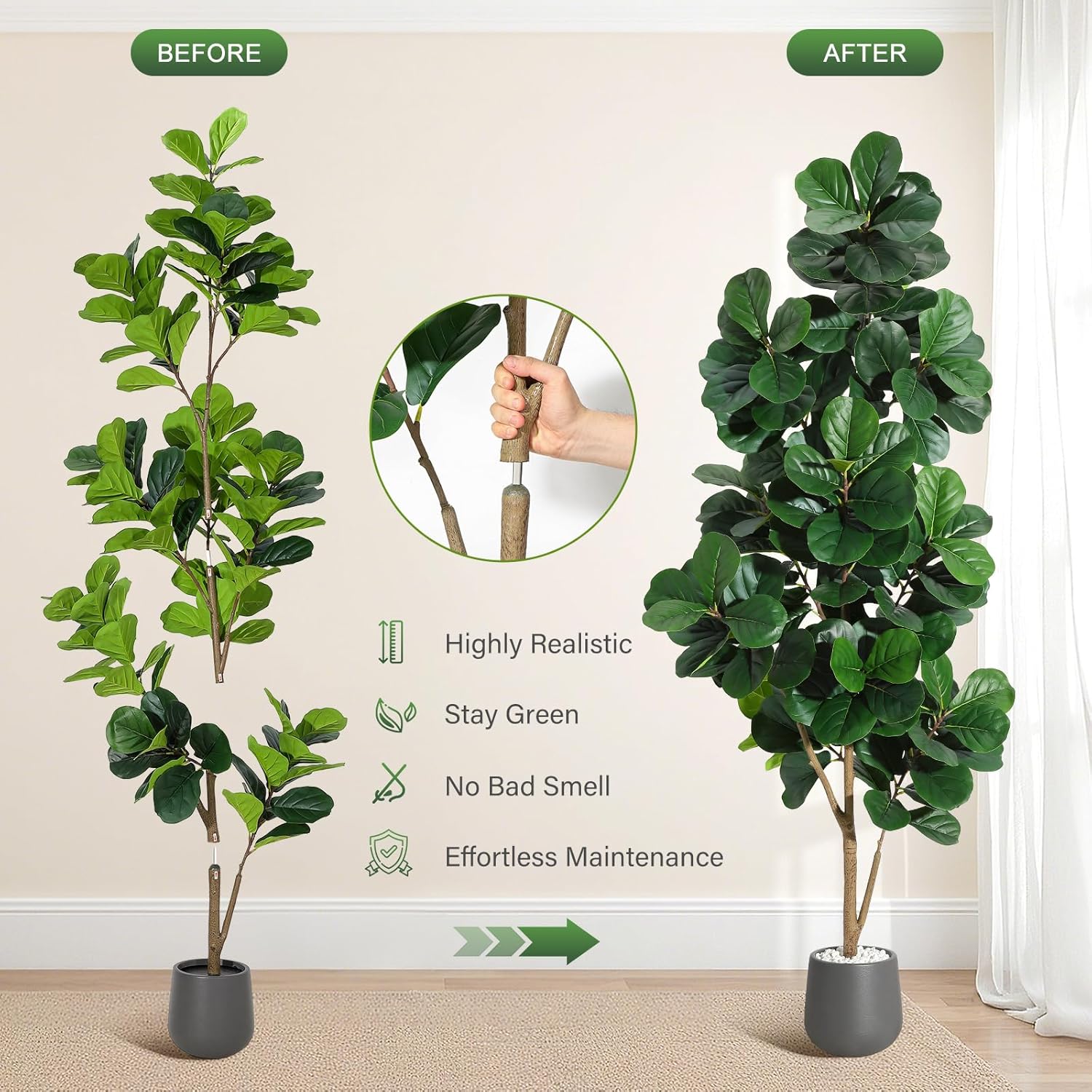 Albero di fico artificiale con - Ficus Lyrata Tree recensione e prezzo